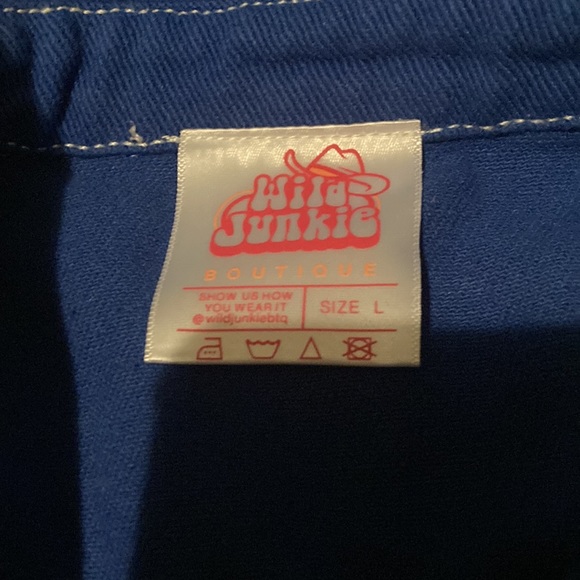 Royal Blue Denim Romper - Picture 2 of 3